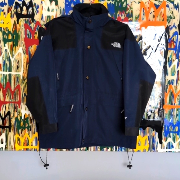 THE NORTH FACE GORE-TEX Jacket Kids XL Navy Blue + black. Outdoor Hiking. RARE. - Picture 2 of 13